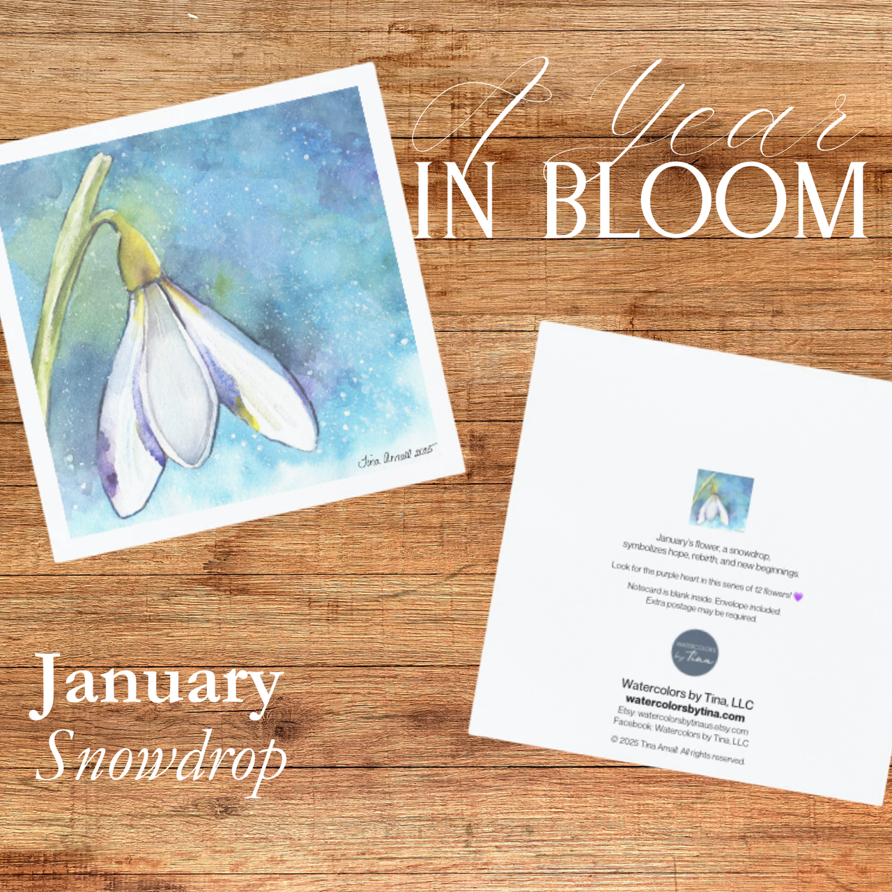 Watercolors by Tina - Floral Greeting Card