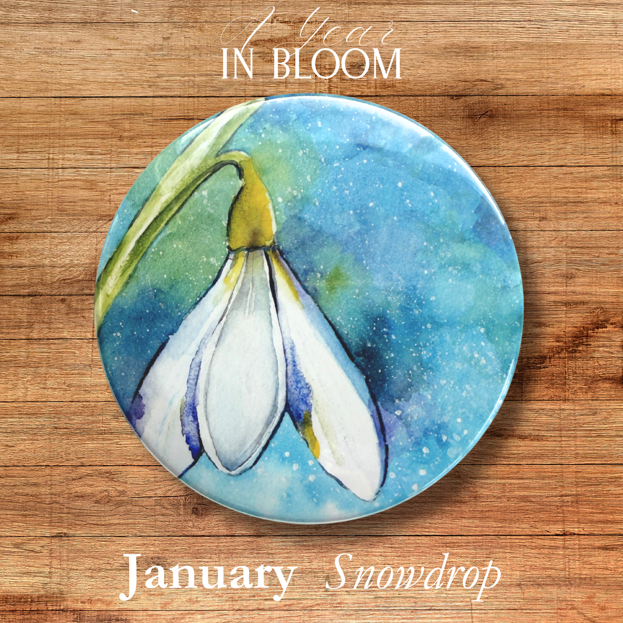 Watercolors by Tina - Floral Button