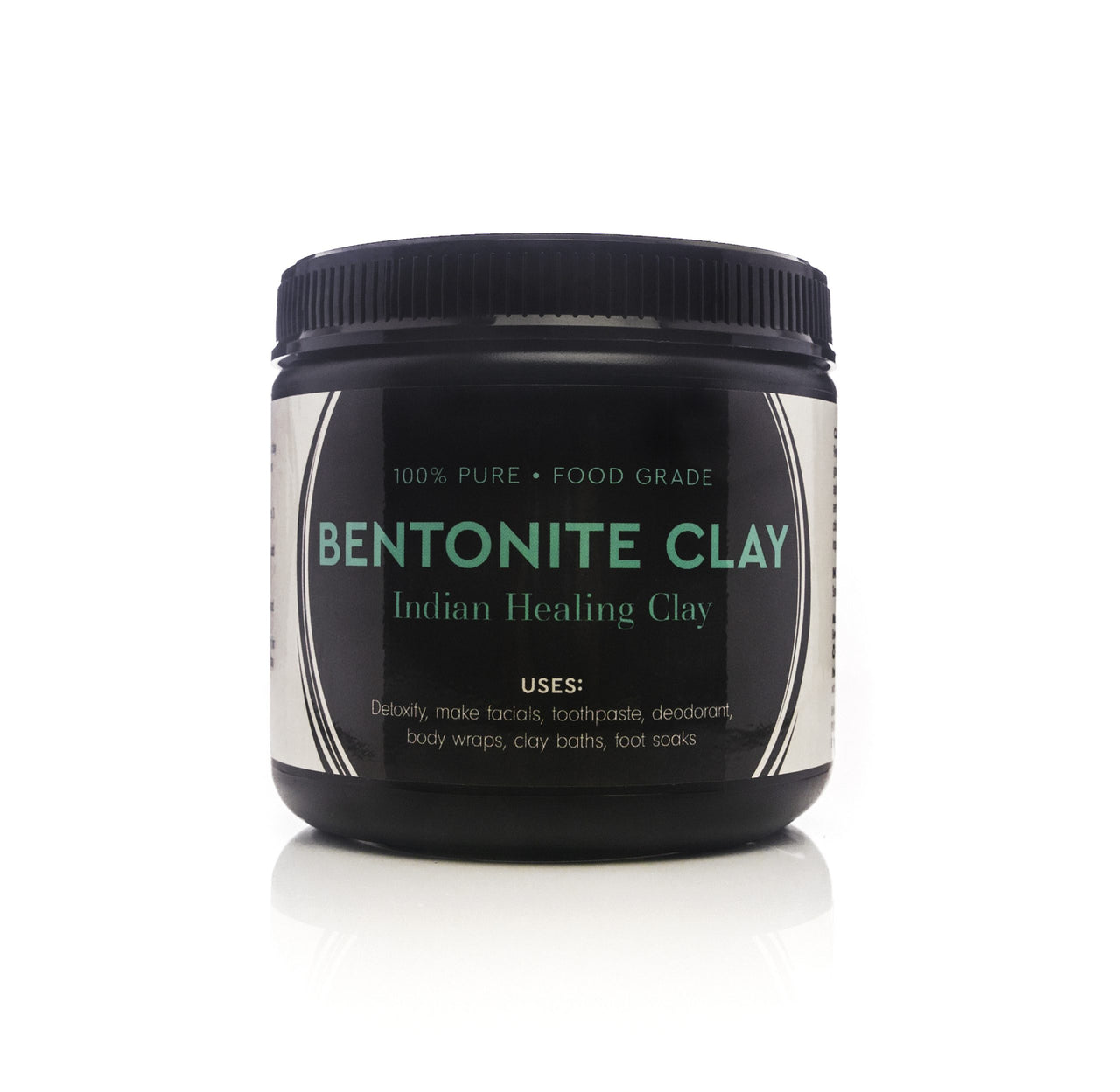 Jar of Bentonite Clay on a white background