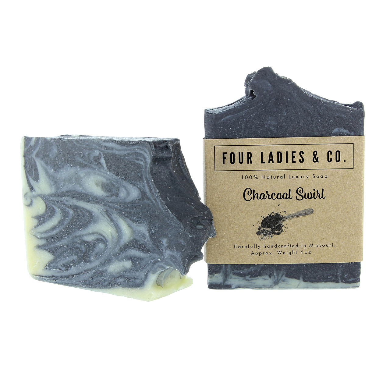 Four Ladies & Co - Charcoal Swirl Bar Soap