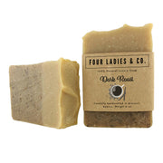 Bar of soap with a 'Four Ladies & Co.' label on a white background