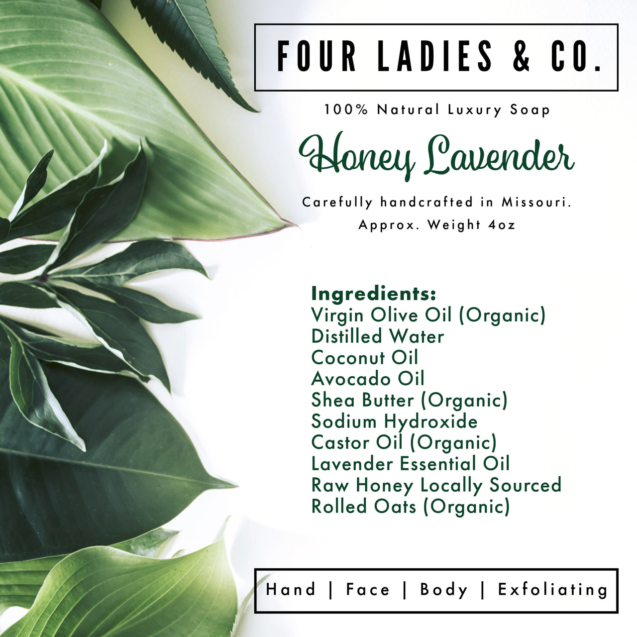 Four Ladies & Co - Honey Lavender Bar Soap