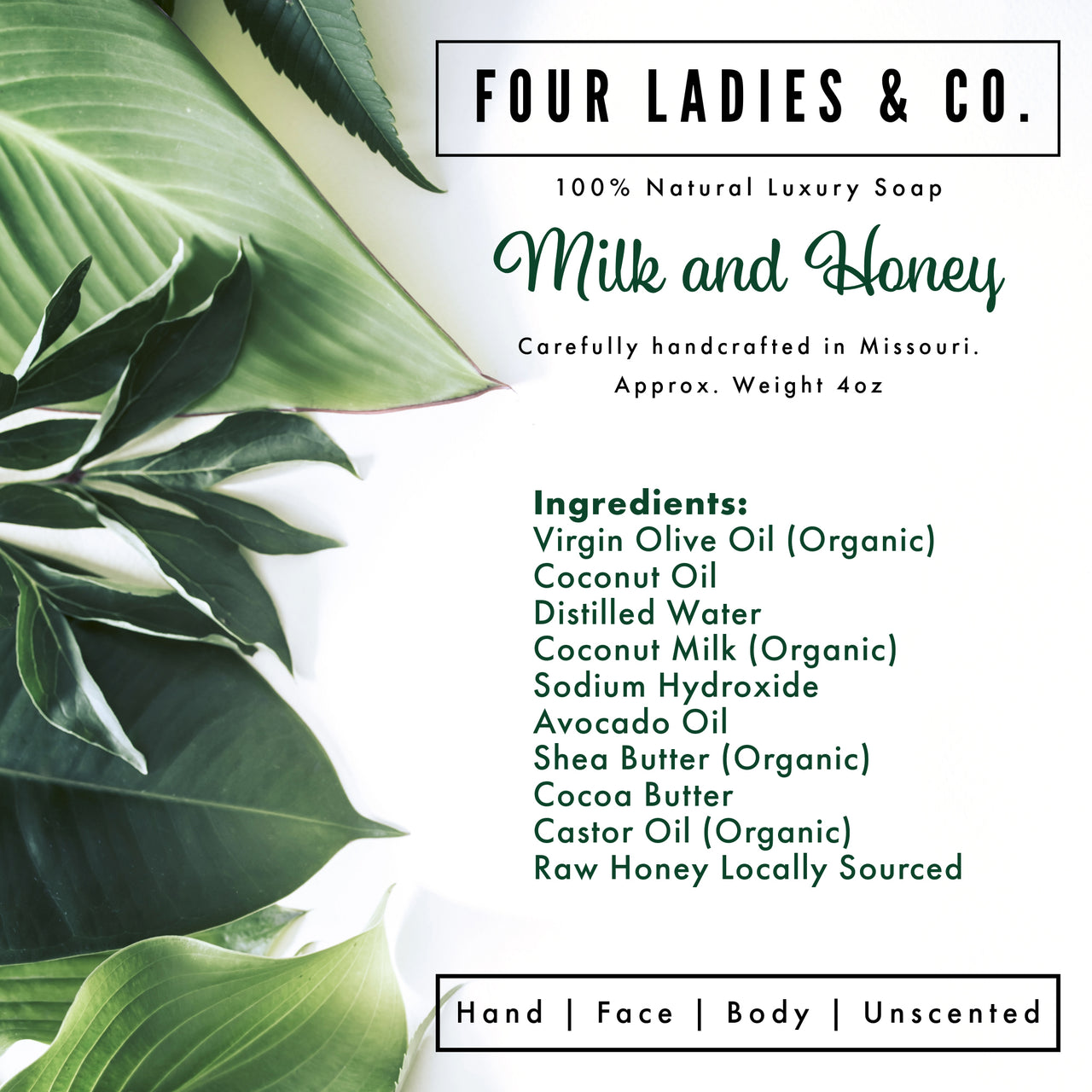 Four Ladies & Co - Milk & Honey Bar Soap