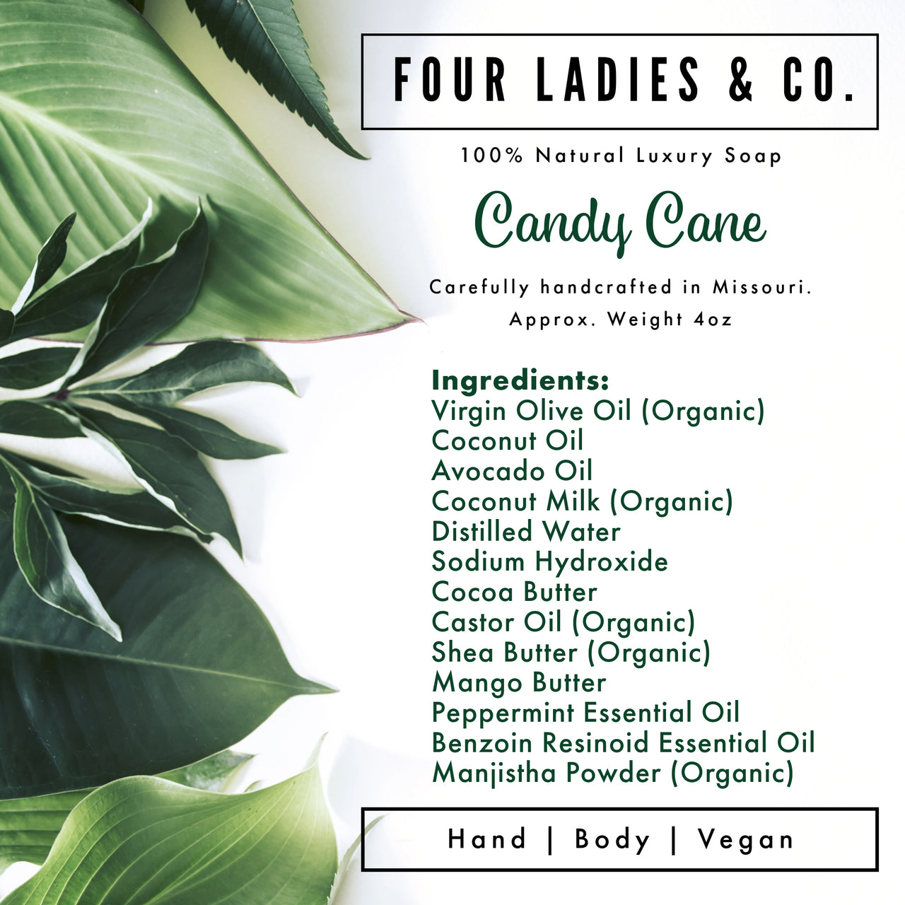 Four Ladies & Co - Candy Cane Bar Soap
