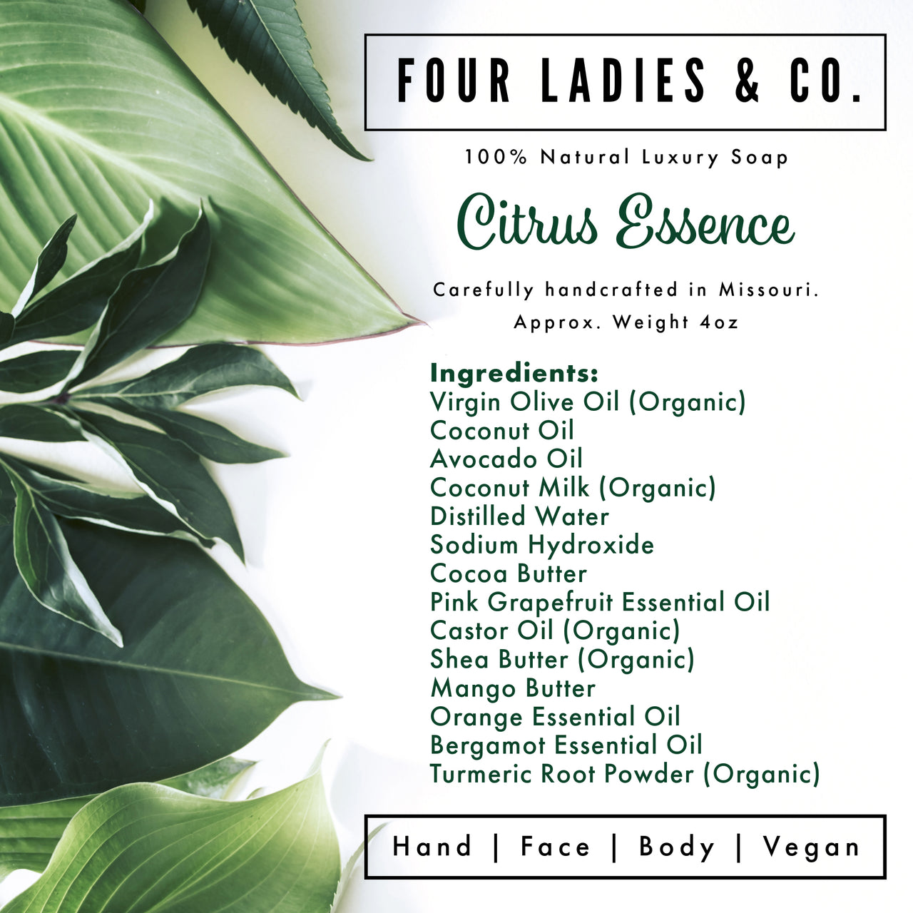 Four Ladies & Co - Citrus Essence Bar Soap
