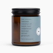 Candle with a label on a white background