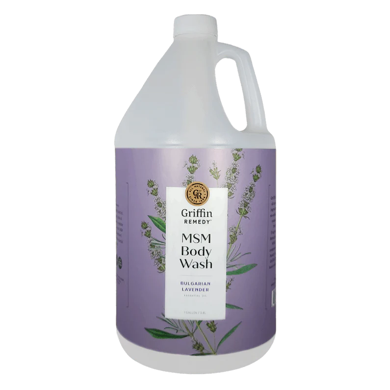 Griffin Remedy MSM Body Wash bottle with purple label on a white background