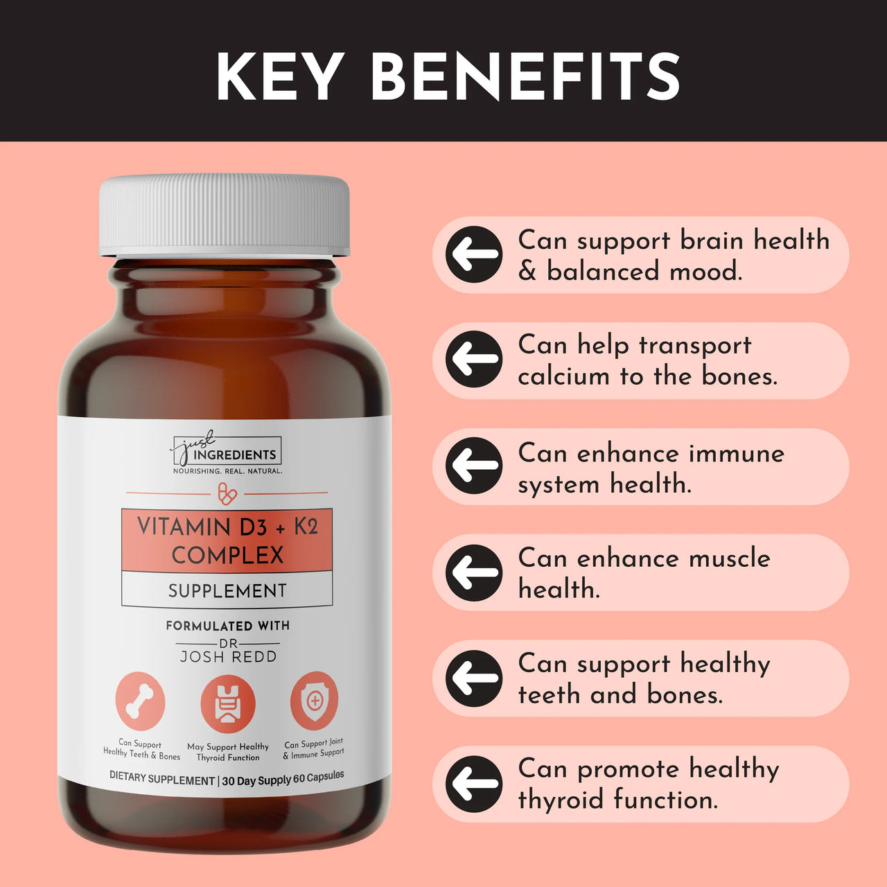 Just Ingredients - Vitamin D3 + K2