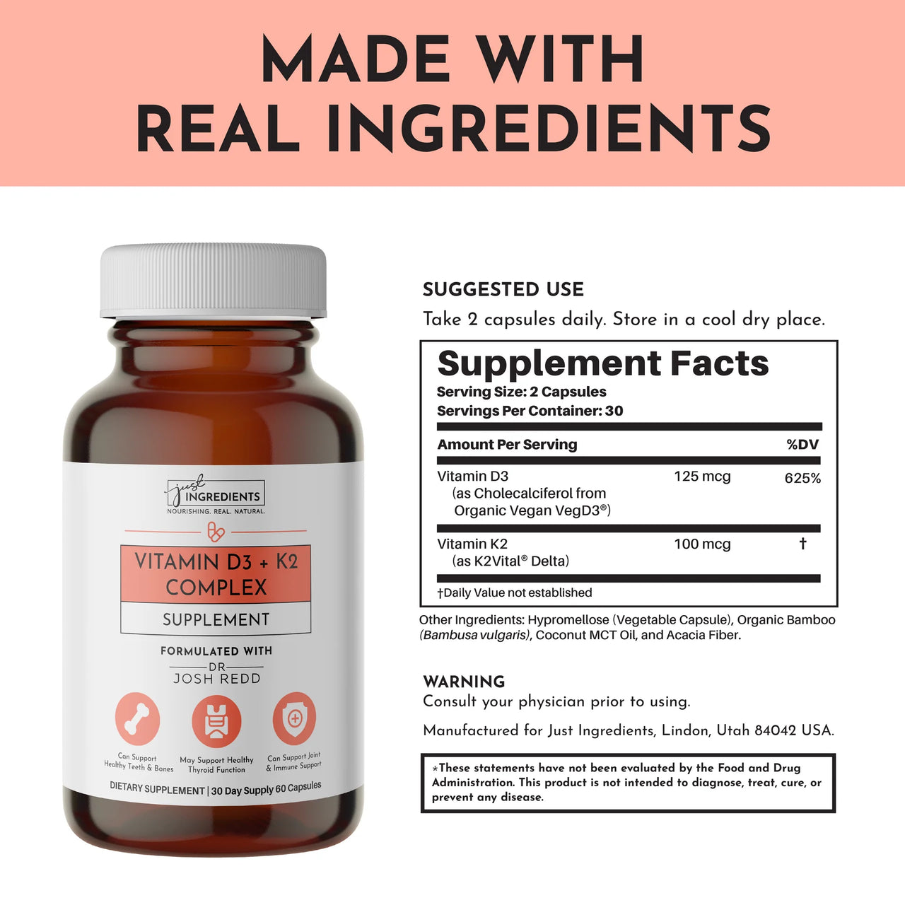 Just Ingredients - Vitamin D3 + K2
