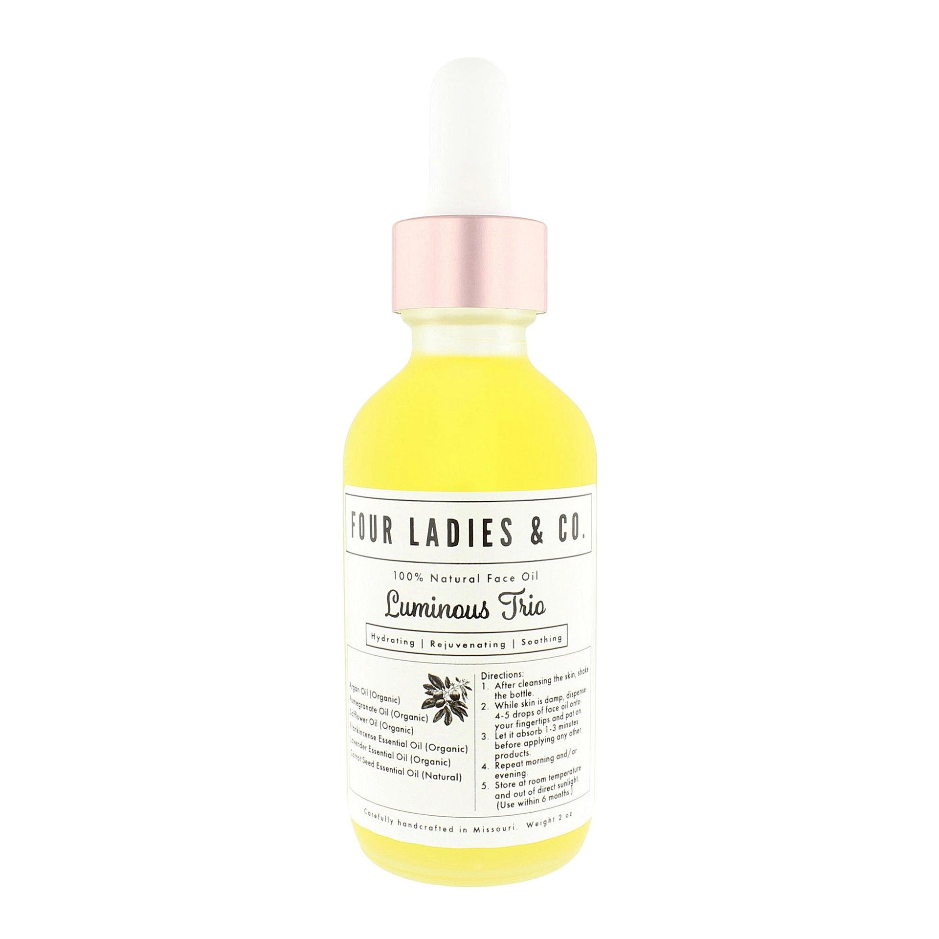 Luminous Trio Face Oil Natural Ingredients Four Ladies & Co Hydrating Rejuvenating Soothing