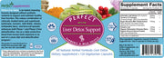 Supplement label for Perfect Supplements Liver Detox Support with ingredients and supplement facts.