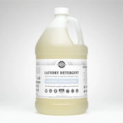 Gallon bottle of laundry detergent on a white background