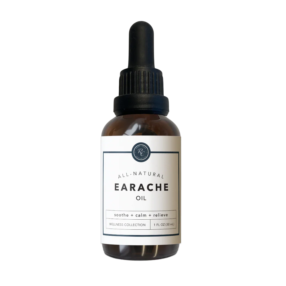 Rowe Casa Bottle of all-natural earache oil on a white background