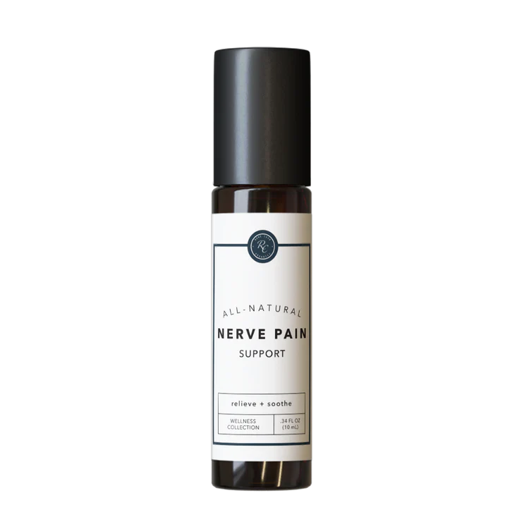 Roll-on bottle labeled 'Nerve Pain Support' on a white background