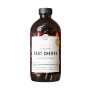 Bottle of Rowe Casa tart cherry sleep support supplement on a white background