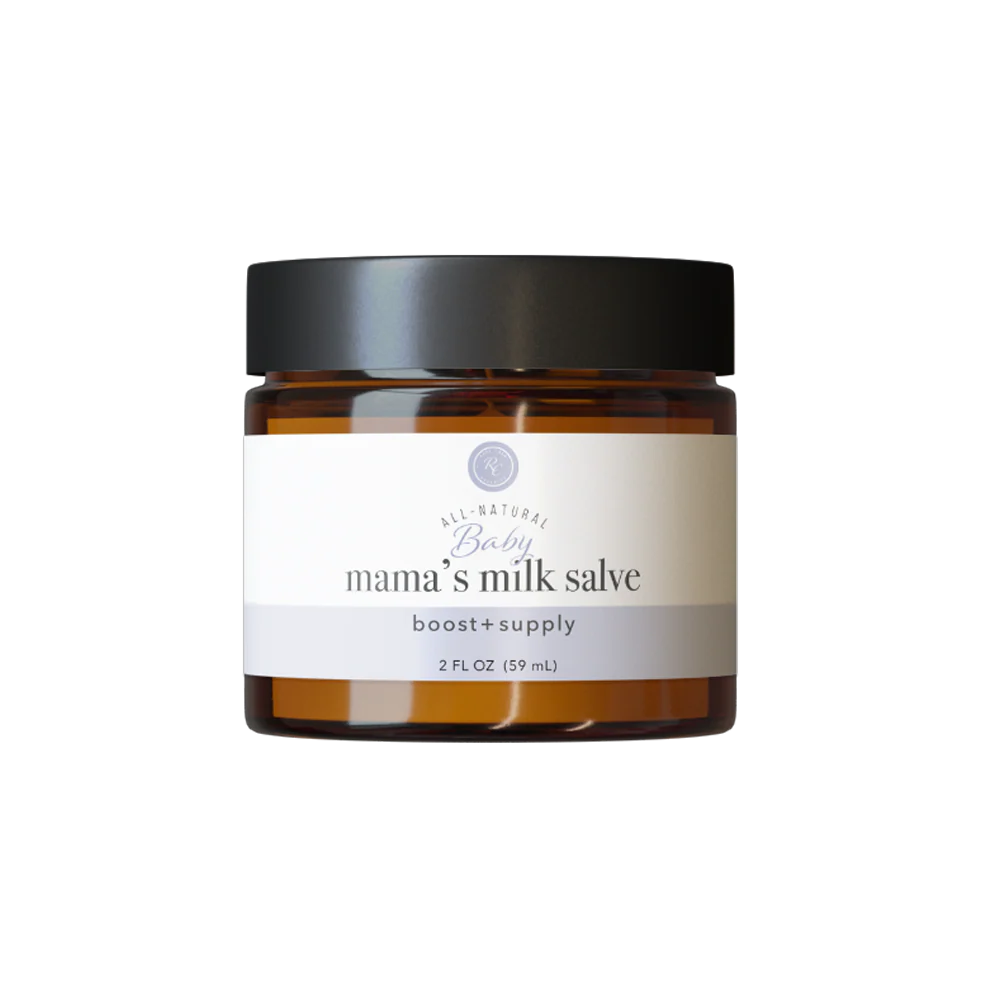 Rowe Casa Jar of 'mama's milk salve' on a white background