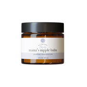 Jar of 'mama's nipple balm' on a white background