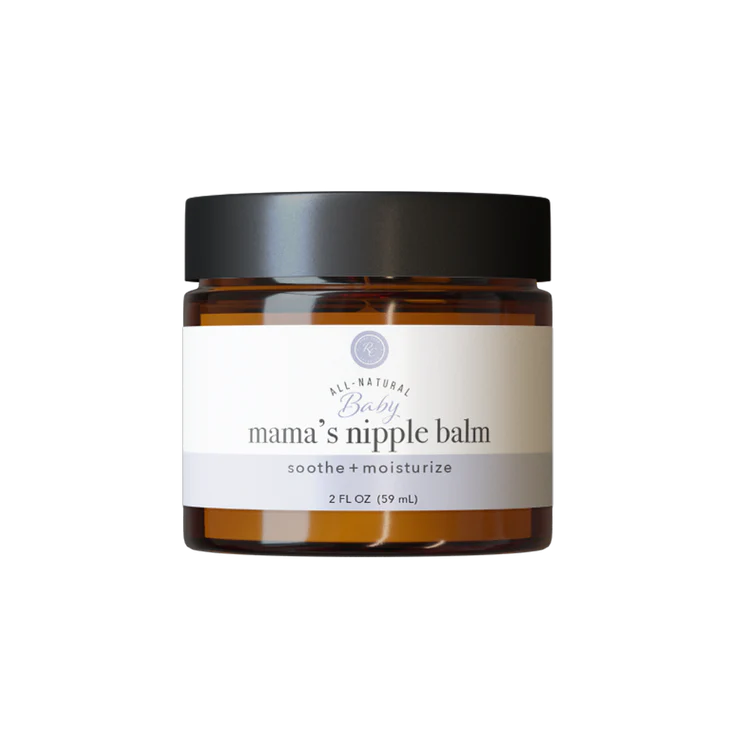 Jar of 'mama's nipple balm' on a white background