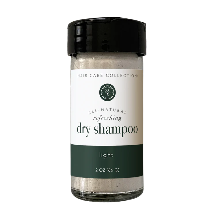 Rowe Casa All-natural dry shampoo bottle with a black cap on a white background for light hair.