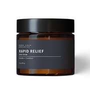 Jar of 'Rapid Relief' cream on a white background