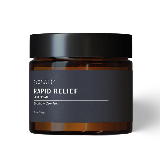 Jar of 'Rapid Relief' cream on a white background