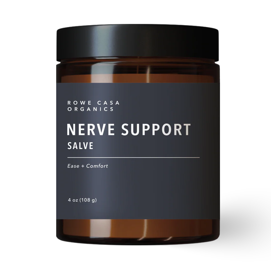rowe casa Jar of all-natural nerve pain salve on a white background