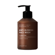 Brown bottle of Rowe Casa Organics Anti-Blemish Face Wash on a white background