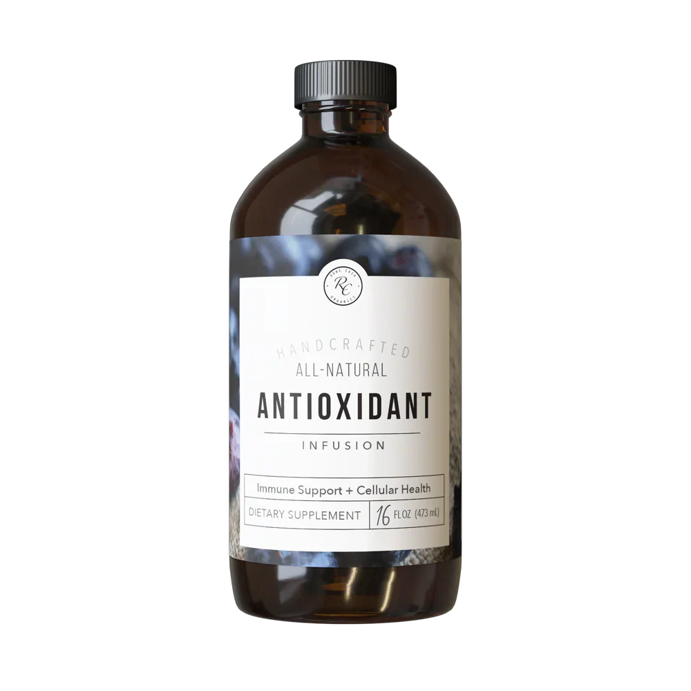 Rowe Casa Bottle of all-natural antioxidant infusion on a white background