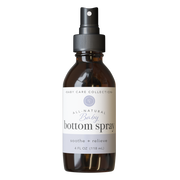 Rowe Casa Brown spray bottle labeled 'All Natural Baby Bottom Spray' on a white background