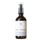 Rowe Casa Baby wash and shampoo bottle with a label on a white background