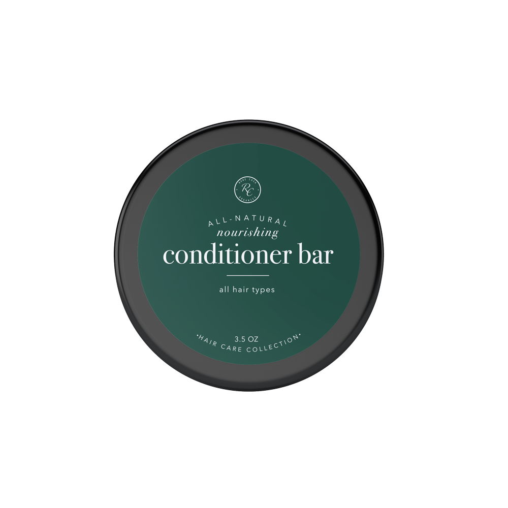 Rowe Casa Round container of all-natural nourishing conditioner bar on a white background