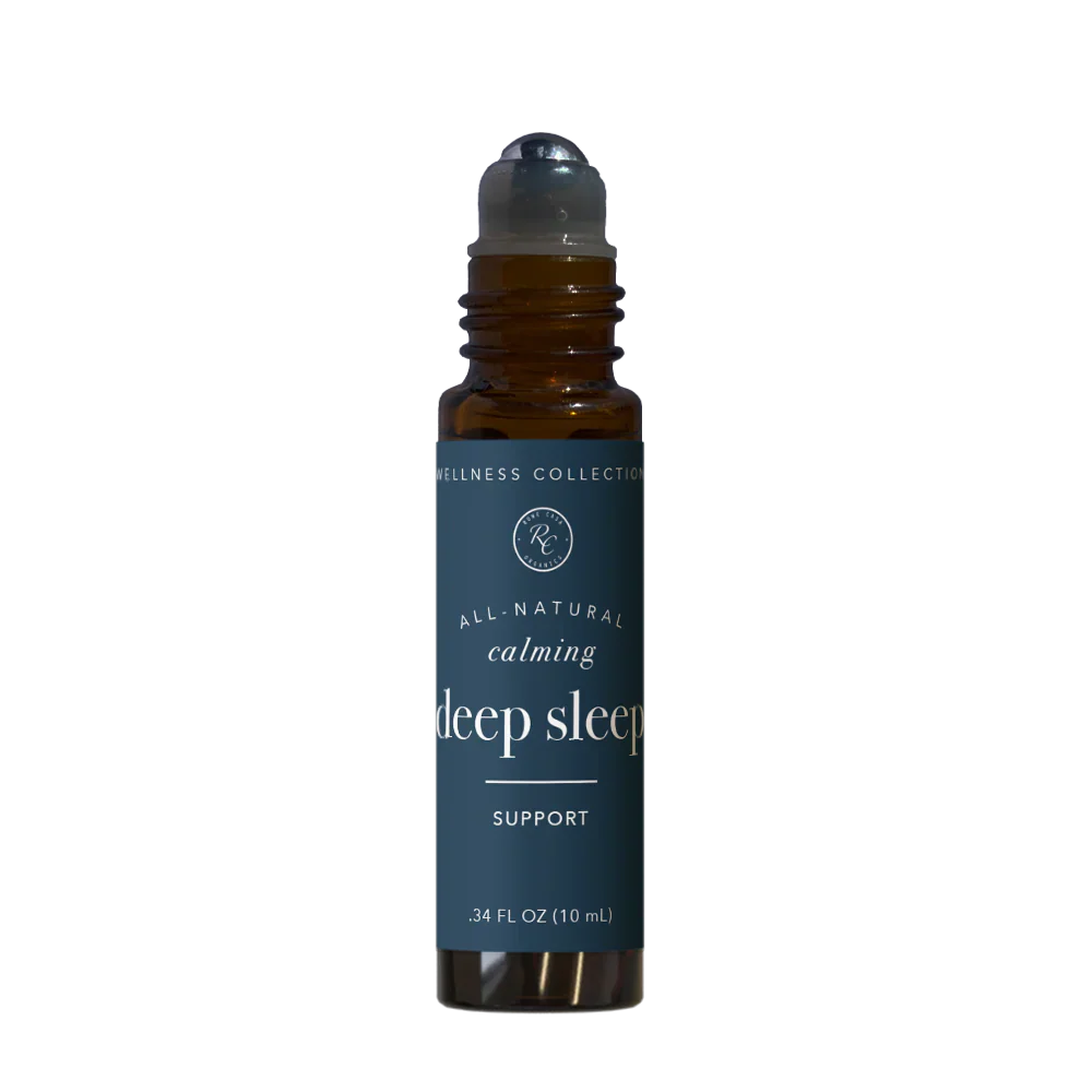 Rowe Casa Bottle of 'Deep Sleep' support product with a blue label on a white background