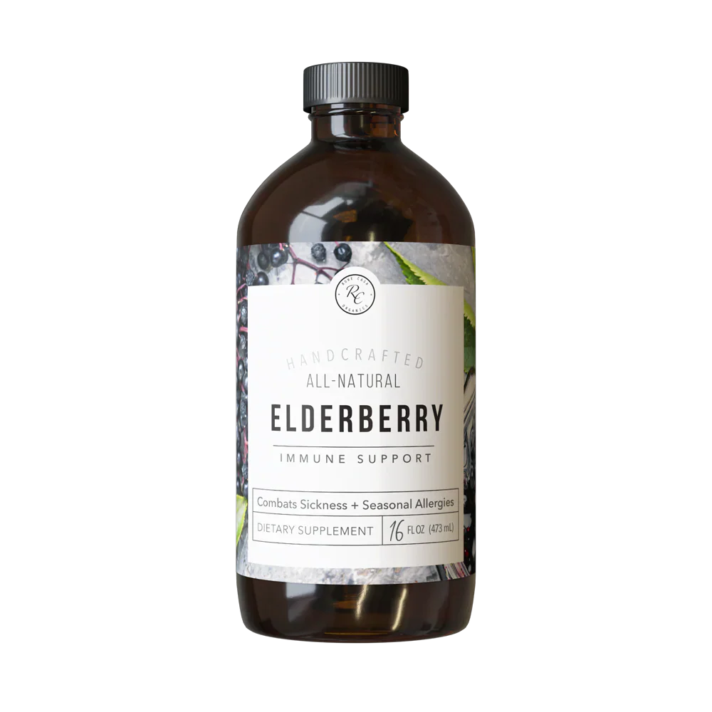 Rowe Casa Bottle of elderberry immune support supplement on a white background