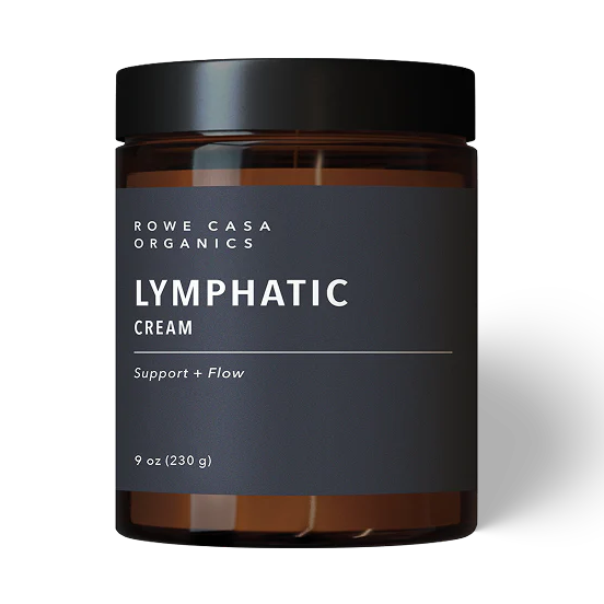 Rowe Casa Jar of all-natural lymphatic cream on a white background