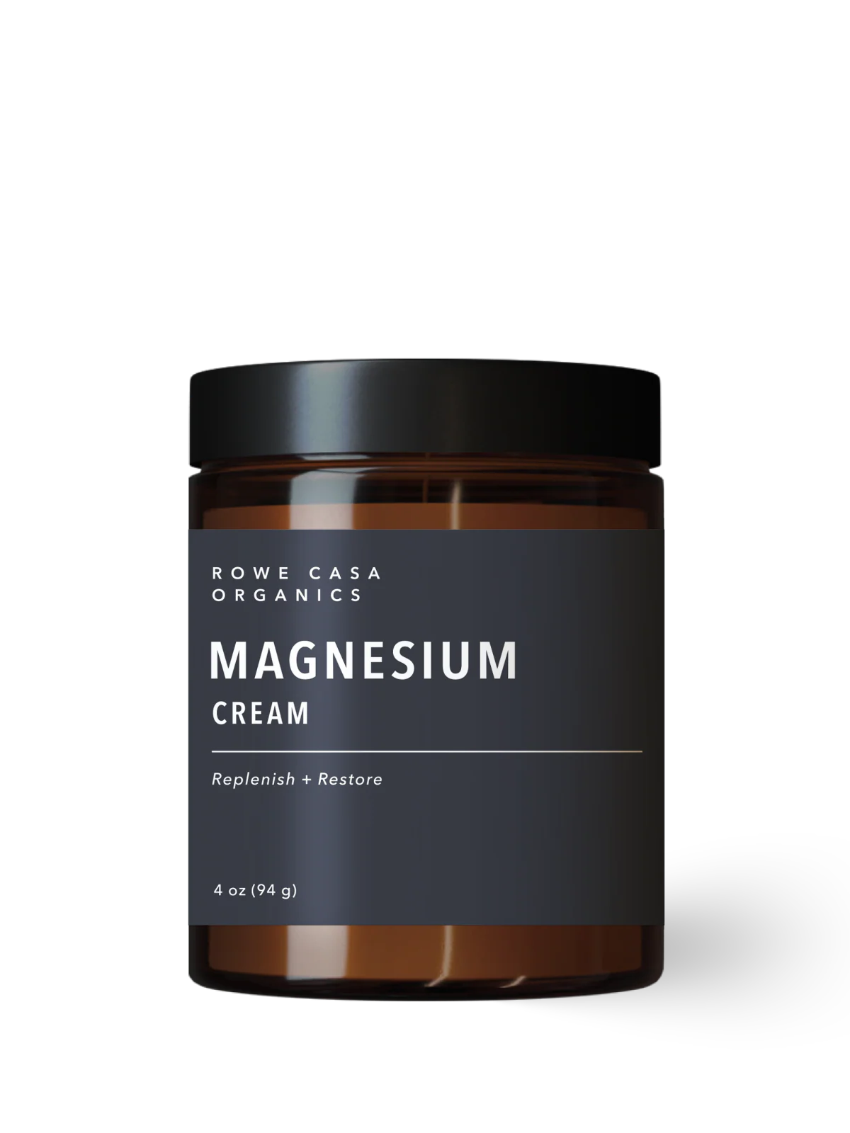 Rowe Casa Jar of all-natural magnesium cream on a white background
