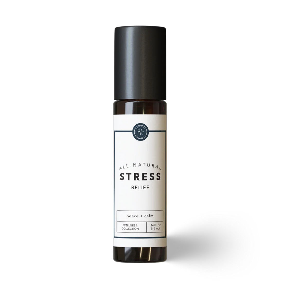 Roll-on bottle labeled 'All-Natural Stress Relief' on a white background