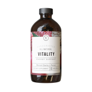 Rowe Casa Bottle of 'Vitality' energy support supplement with a label on a white background