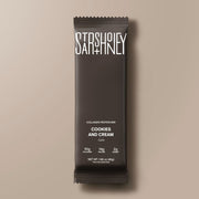Collagen protein bar packaging with 'Starshoney Satiny' branding on a beige background