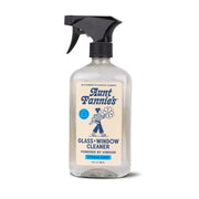 Aunt Fannie's glass window cleaner bottle with a black spray nozzle on a white background