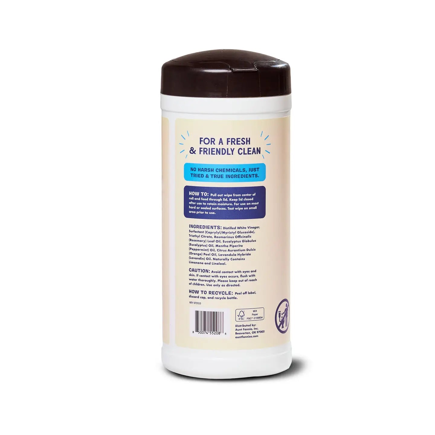 Wipes container with label on a white background