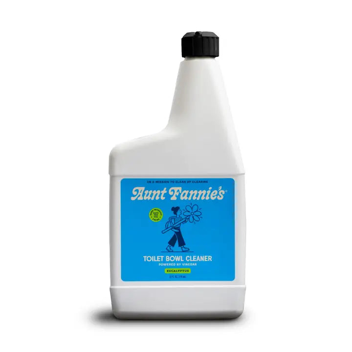 Bottle of Aunt Fannie's Toilet Bowl Cleaner on a white background