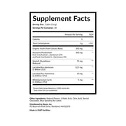 Supplement facts label on a white background