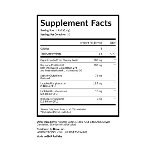 Supplement facts label on a white background