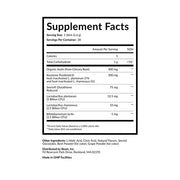 Supplement facts label on a white background