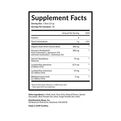Supplement facts label on a white background