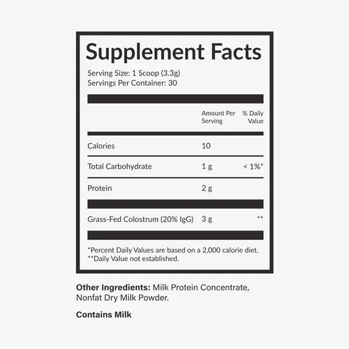 Supplement facts label with black text on a white background