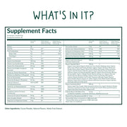 Supplement facts label with detailed nutritional information on a white background