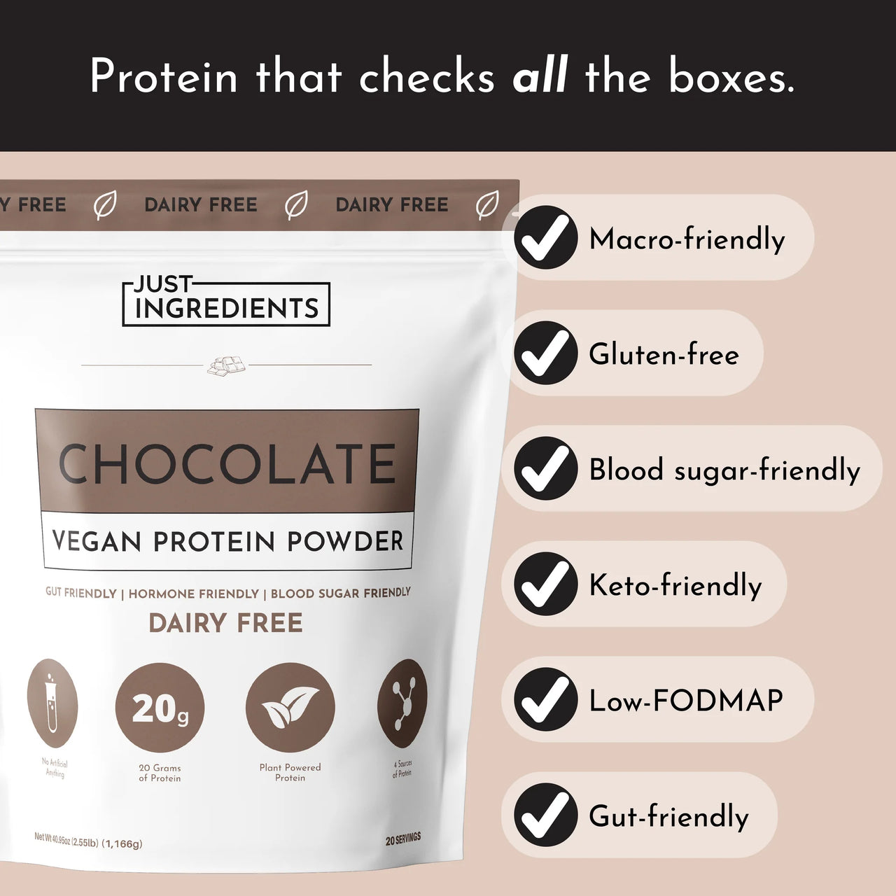 Just Ingredients - Vegan Chocolate Protein Powder