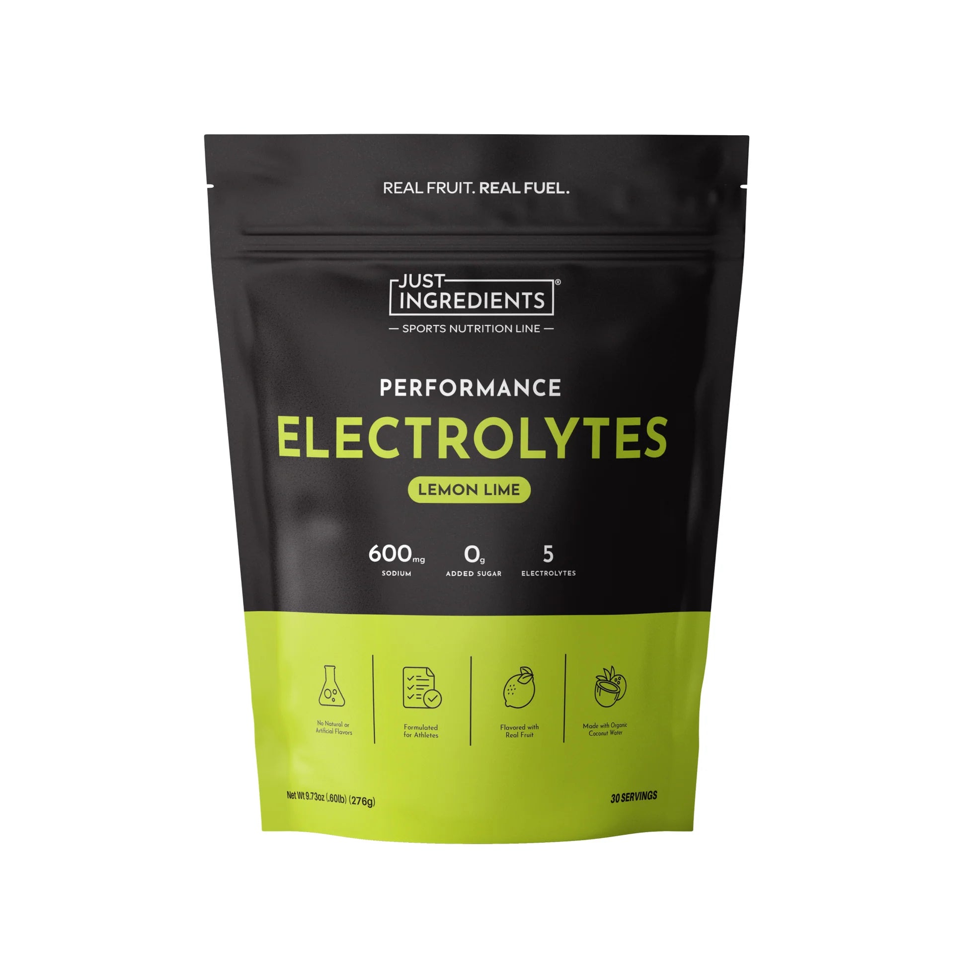 Just Ingredients Performance Electrolytes lemon lime package on a white background