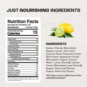 Nutrition facts label with ingredients list on a light background